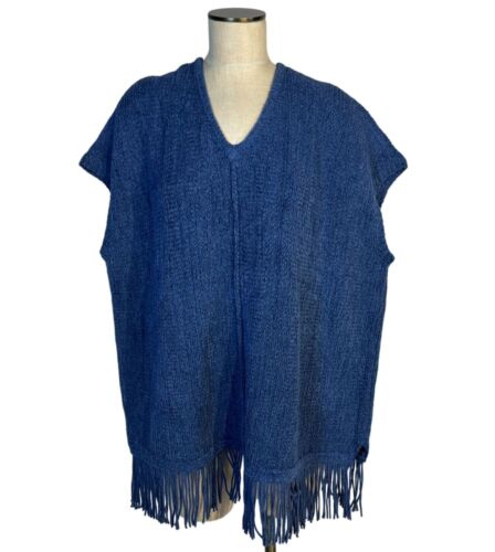 J. Jill Indigo Blue Fringe Sweater Spring Top Women’s XL 16/18 Cotton Blend