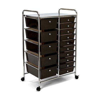 Seville Classics 15-Drawer Organizer Cart, 25 '' W x 15.25 '' D x 38.1 '' H