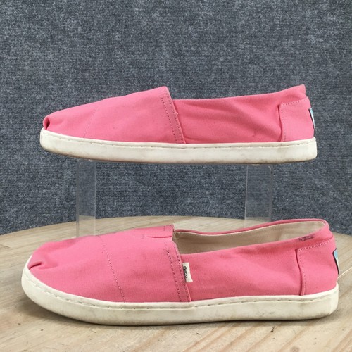 Toms Shoes Youth 6 Womens 7.5 Belmont Slip On Flats Comfort 10017386 Pink Canvas - Picture 2 of 20