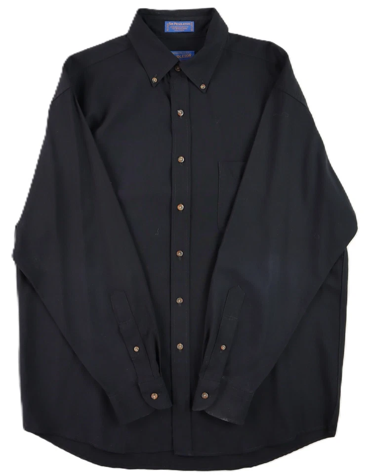 Винтажный 90-х годов Y2K SIR PENDLETON США мужской sz L черный пуговицах шерсти платье рубашка - Изображение 3 из 4