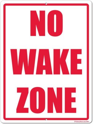 No Wake Zone Sign Aluminum 18 inches x 24 inches, Red and White