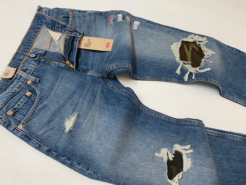 Levi's Levis 502 regular forma cónica Militar Ejército Camo Jeans  envejecido rasgada desmenuzar | eBay