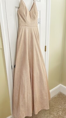 david's bridal metallic gold dress David's Bridal Gold Metallic Taupe Lace and Mesh Long Strapless Dress –  Sonderleigh