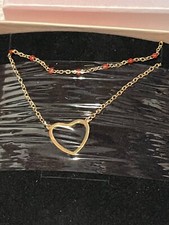 Weriren Dainty Gold Heart Pendant Necklace 14K Gold Layered Necklace New in Box