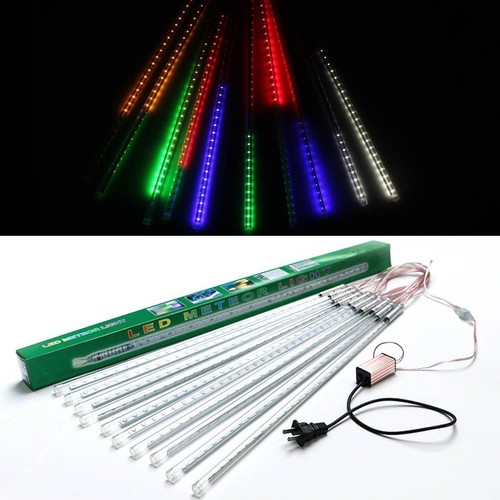 10pcs Tubes String 50cm 2835 54 LED Strip Light Meteor Shower Rain & 12V Adapter