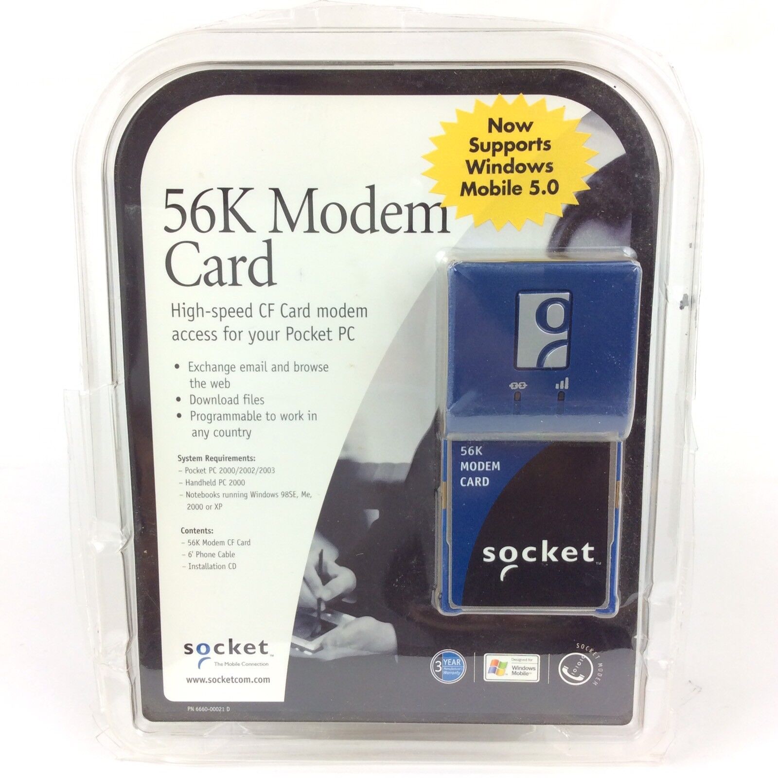 Socket Communications 56K Modem CF Card M07007-693 Windows Mobile 5 Support
