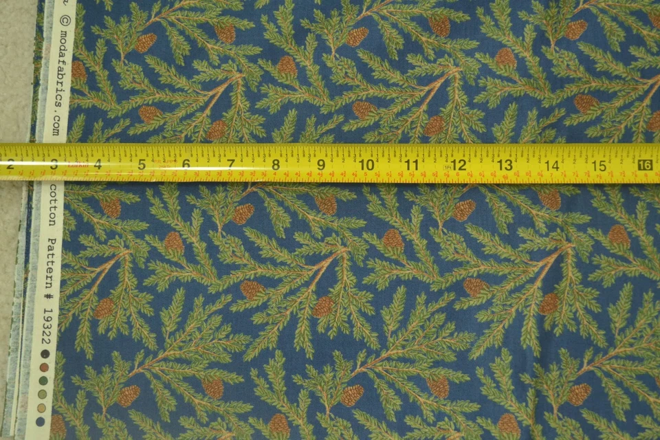 By 1/2 Yd, Pine Leaves & Pinecones on Blue, Quilt Cotton, Moda/Deb Strain, M7047 - Image 2 of 4