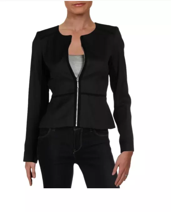 NWT Calvin Klein Womens Petites Peplum Jacket Cropped IND Sz 10P