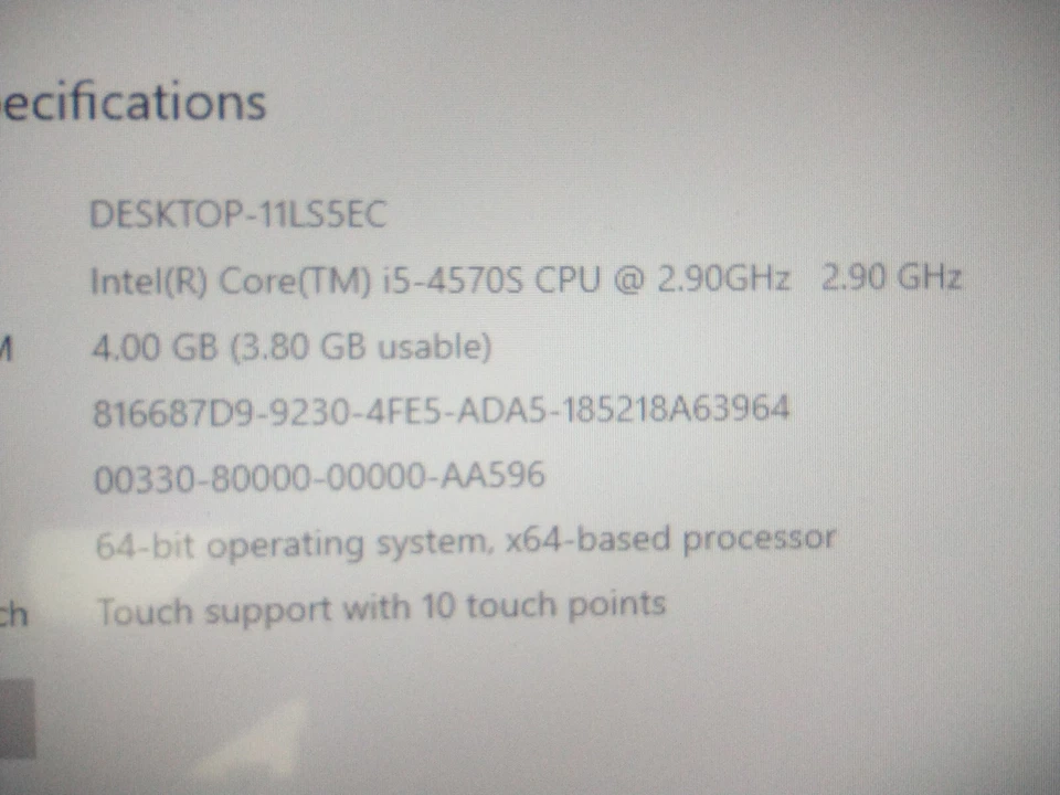 Lenovo Thinkcentre M93z 23" Touch/ Intel i5-4570S 2.90Ghz 4gb 128 Ssd Win 10 Pro - Image 4 of 4