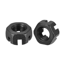 10pcs M10x1.25mm Hexagon Slotted Nut Grade 4.8 Carbon Steel Castle Nuts Black
