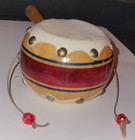 Vintage  Hand Spin Drum  wood & hide on both sides.  Handmade Musical Instrument