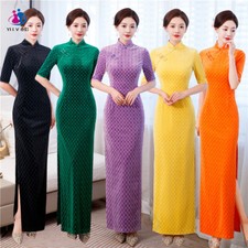 Autumn Winter Qipao Dress Chinese Traditional Velvet Cheongsam Evening Gowns