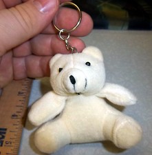 Plush stuffed White Fuzzy Bear keychain, 2.75 inch tall, nice collectible, CUTE