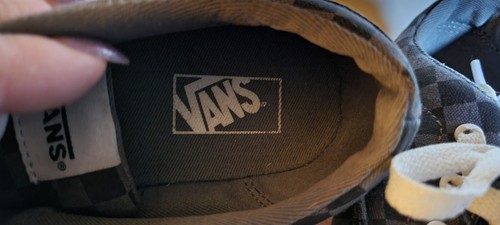 Checkered Vans Sneakers Youth Shoes Sz 4 Off the Wall Grey Black 721356 Lace Up - Picture 9 of 13