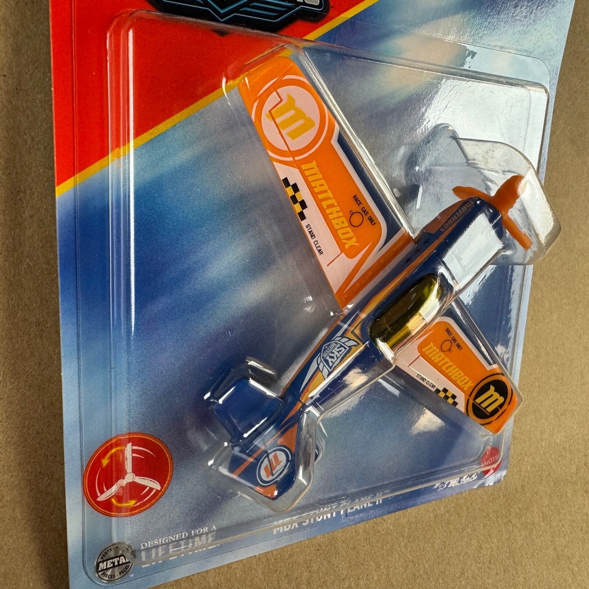 Matchbox Sky Busters MBX Stunt Plane II 14/32 Blue Orange Diecast