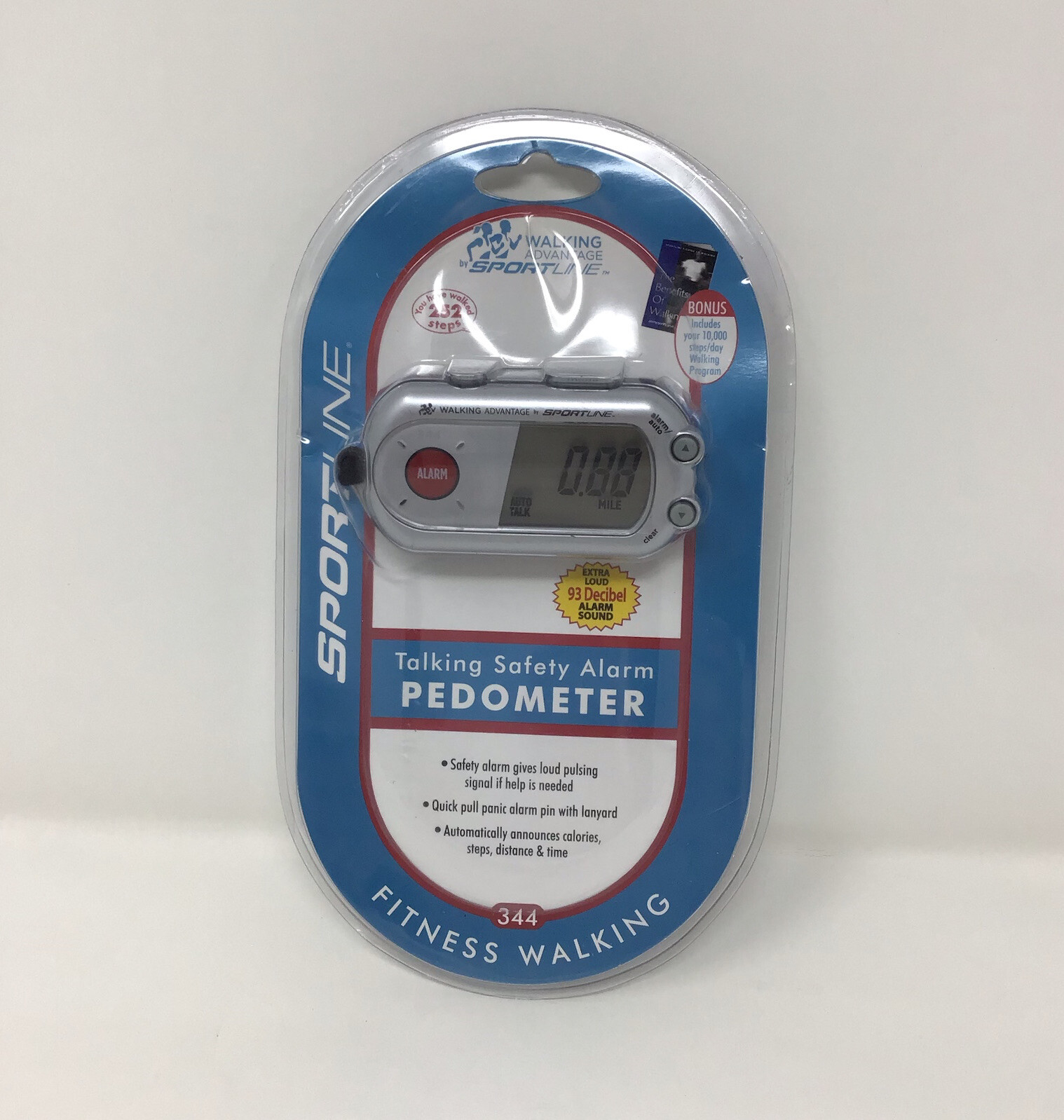 Sportline Walking Advantage 344 Safety Alarm Pedometer Belt Clip WV3483SL eBay