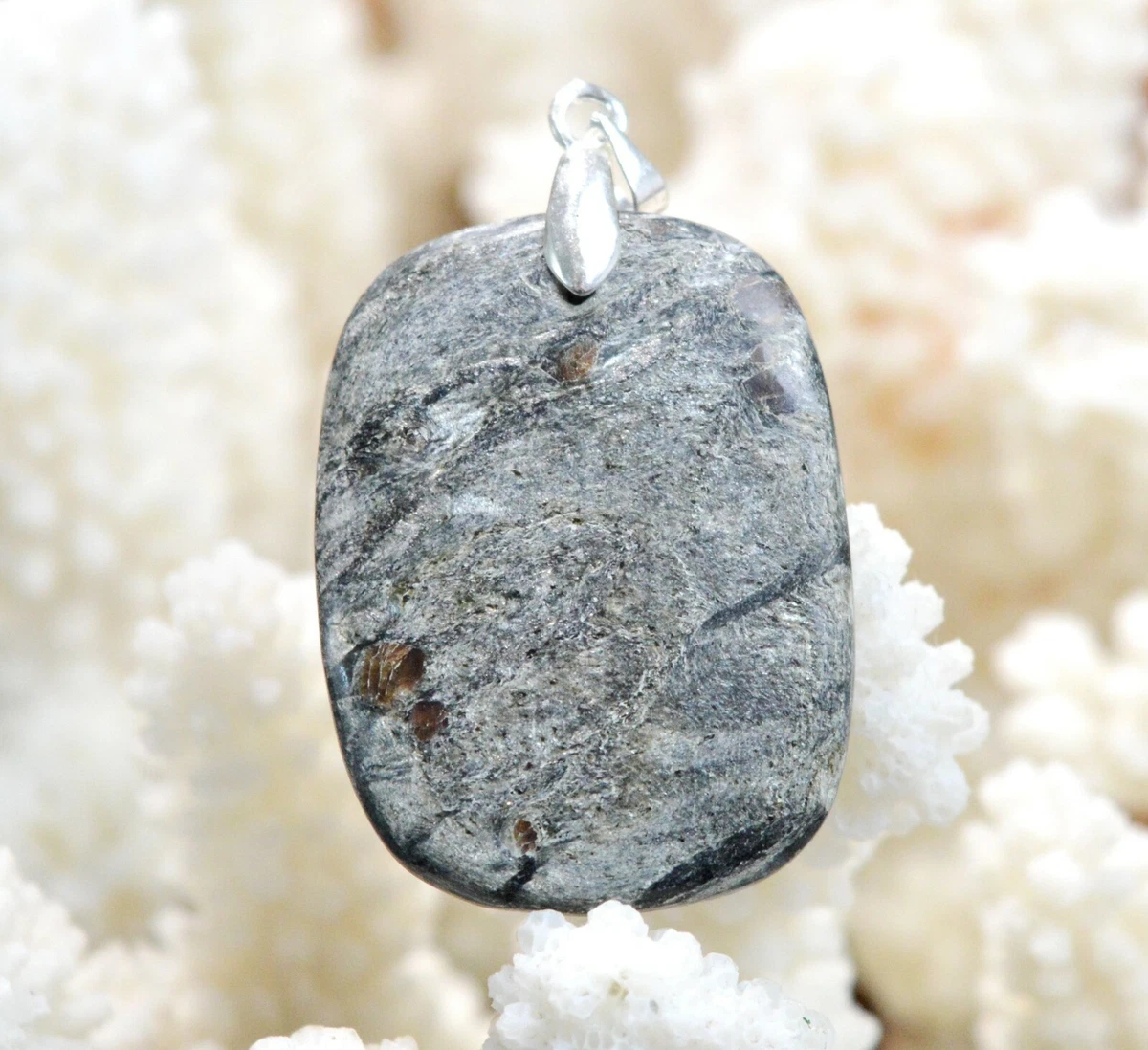 Orneblenda & Granato 31 Carati - Ciondolo Cabochon Pietra Naturale - Foto 12