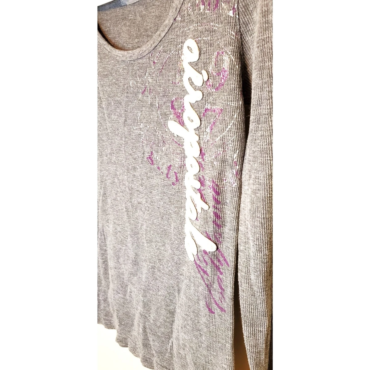 Sweatshirt Léger à Manches Longues Aéropostale - Imprimé Floral Gris - Taille S - Occasion Très Bon État