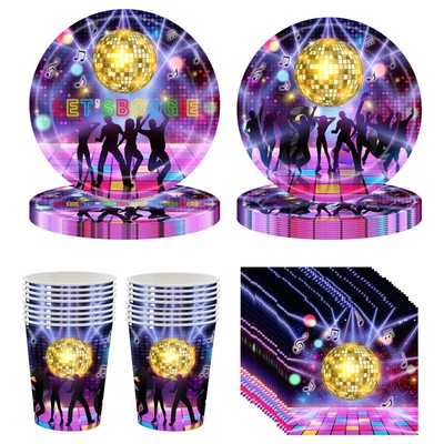 Disco Party Tableware 80s 90s Dance Disco Theme Party Tableware Kit