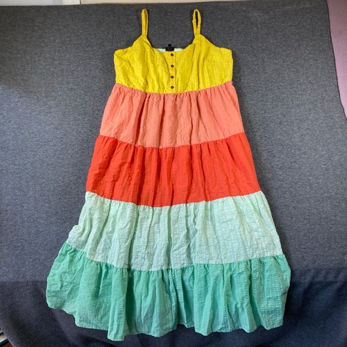 Torrid Kleid Damen 2X Lebendiges Sommerkleid Stufen Ärmellos Boho Seersucker