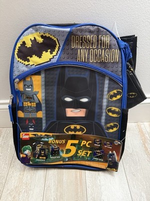 LEGO Batman Movie Backpack 5 Piece Set Kids School Bag Lunch Tote Wallet DC