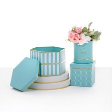 Set of 3, Mixed Shapes Flower/Gift Boxes with Lids, Various Colors  W667