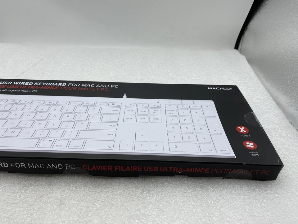 BRAND NEW White Macally Ultra Slim USB Wired Keyboard for Mac and PC - FREE S/H - Image 3 of 4