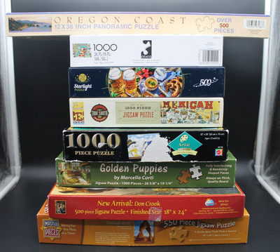 Lot of 8 Jigsaw Puzzles 500 1000 Pieces Oregon Coast Ceaco MasterPieces Complete