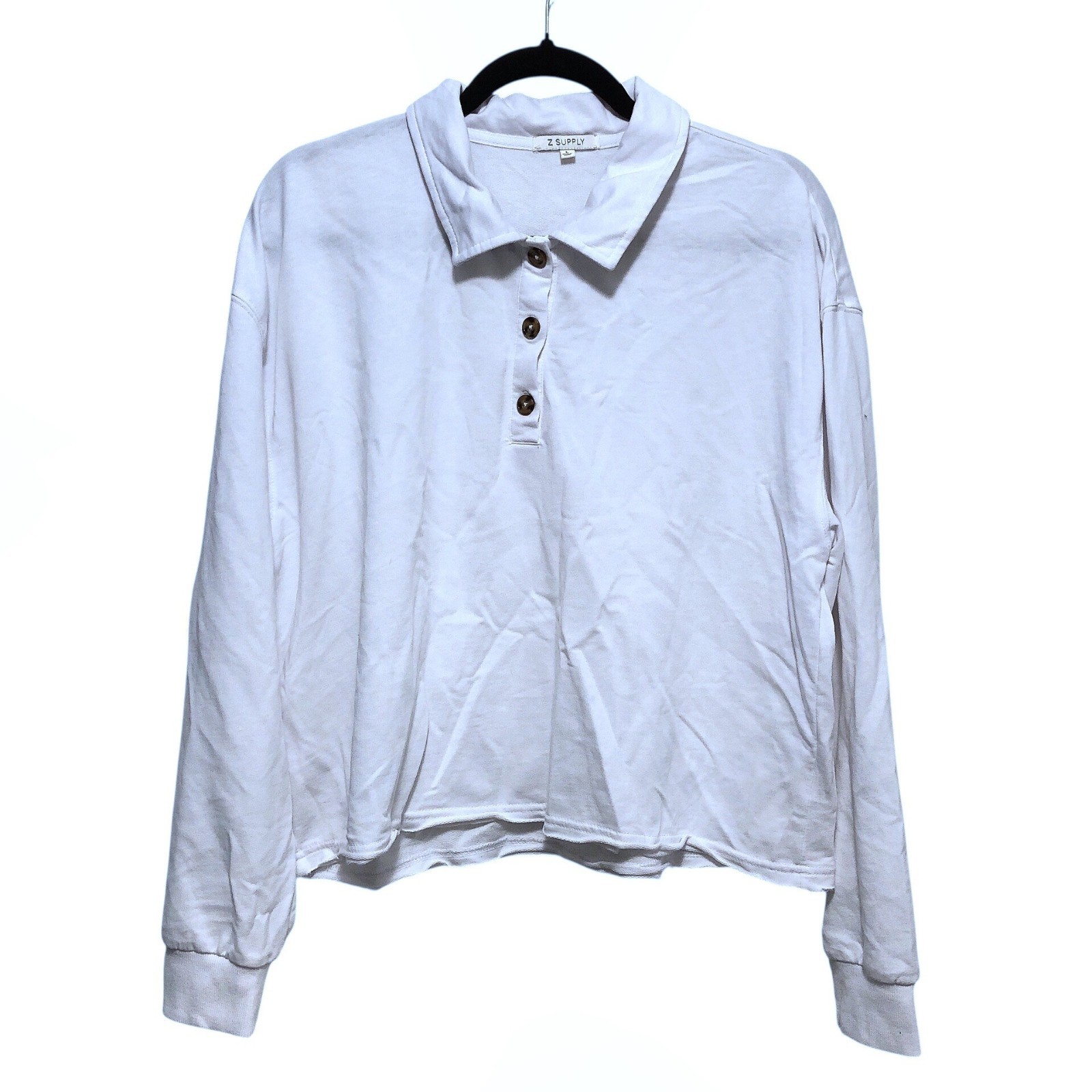 Z Supply Solid White Collared Button Long Sleeve … - image 1