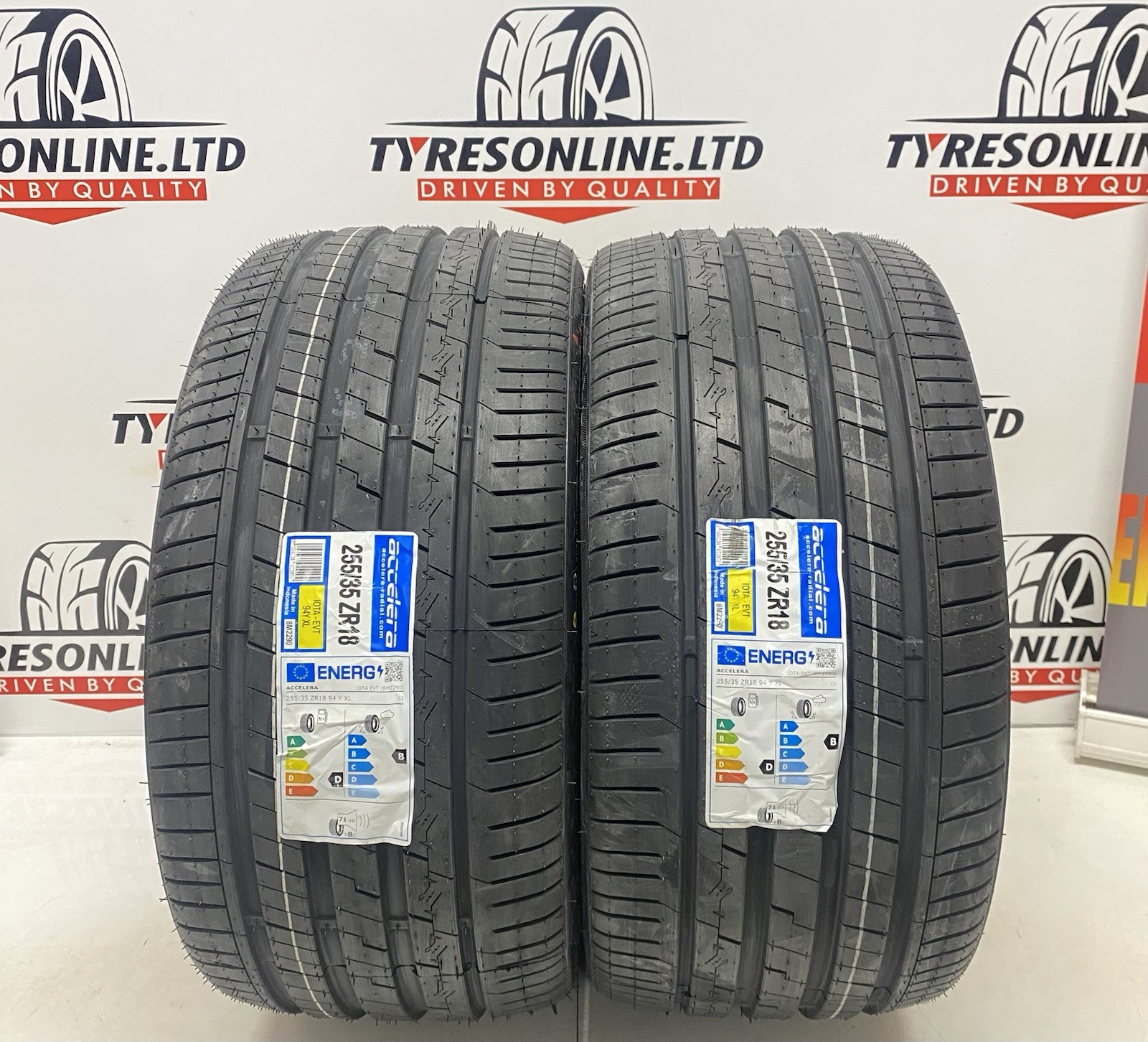 2 X 255 35 18 ACCELERA EVT 94YXL 255/35ZR18 BRAND NEW B RATED GRIP 2553518 TYRES
