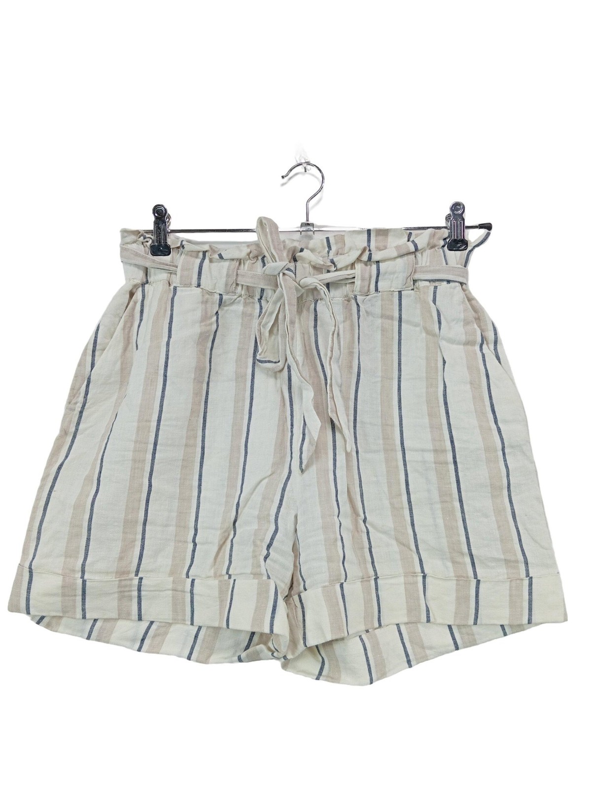 MANGO Pantalón corto de talle alto Mujeres Piratas Talla EU 38 blanco puro