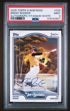 2025 Topps x Bob Ross Brent Rooker Auto /35 Titanium White PSA 9 Athletics