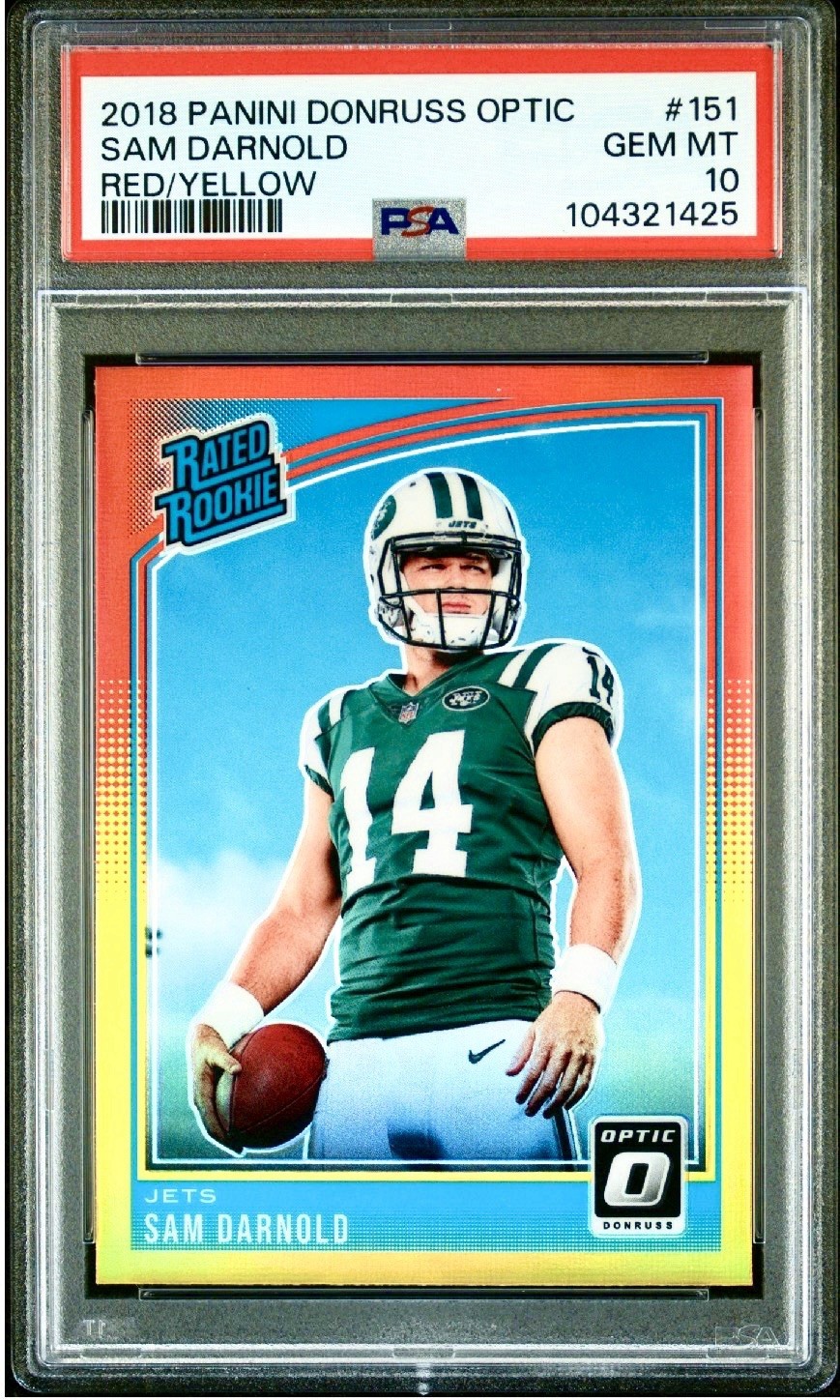 2018 Donruss Optic Sam Darnold Red Yellow PSA 10 #151