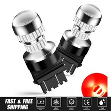 Pair Red Lamp 3157 3156 LED Brake Tail Stop Light Bulb Error Free 4014SMD 54H