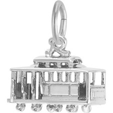 Detailed Cutout Cable Car Charm - Metal - Sterling Silver