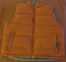 LL Bean Men s Goose Down Quilted Puffer Vest 0BDC7 XL Orange Gray Reversible