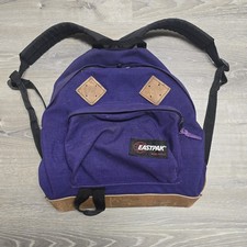 Vintage Eastpak Backpack Leather Bottom Purpl...