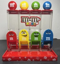 Mars M&Ms World 4 Tube Red Candy Dispenser 4 Colors: Red Yellow Green Blue