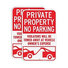 2 Pack Private Property No Parking Signs, Violators Will Be 18" 12" 2 PACK