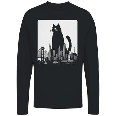 Giant Cat Over San Francisco Men's Long Sleeve Shirt