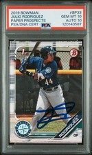 Julio Rodriguez Signed 2019 Bowman Paper Prospects #BP33 PSA 10/10 Mariners
