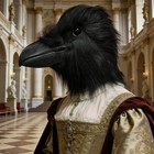 Black Raven Mask Shaggy Feather Bird Crow Halloween Adult Cosplay Costume Party