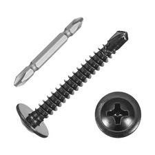 250Pcs 8x1-1/4" Self-Tapping Screws, 410 Stainless Steel Self Drilling, Black