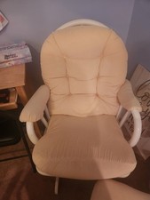 Best Chairs Inc. Canary Yellow Upholstered Glider Chair with Ottoman, White Wood