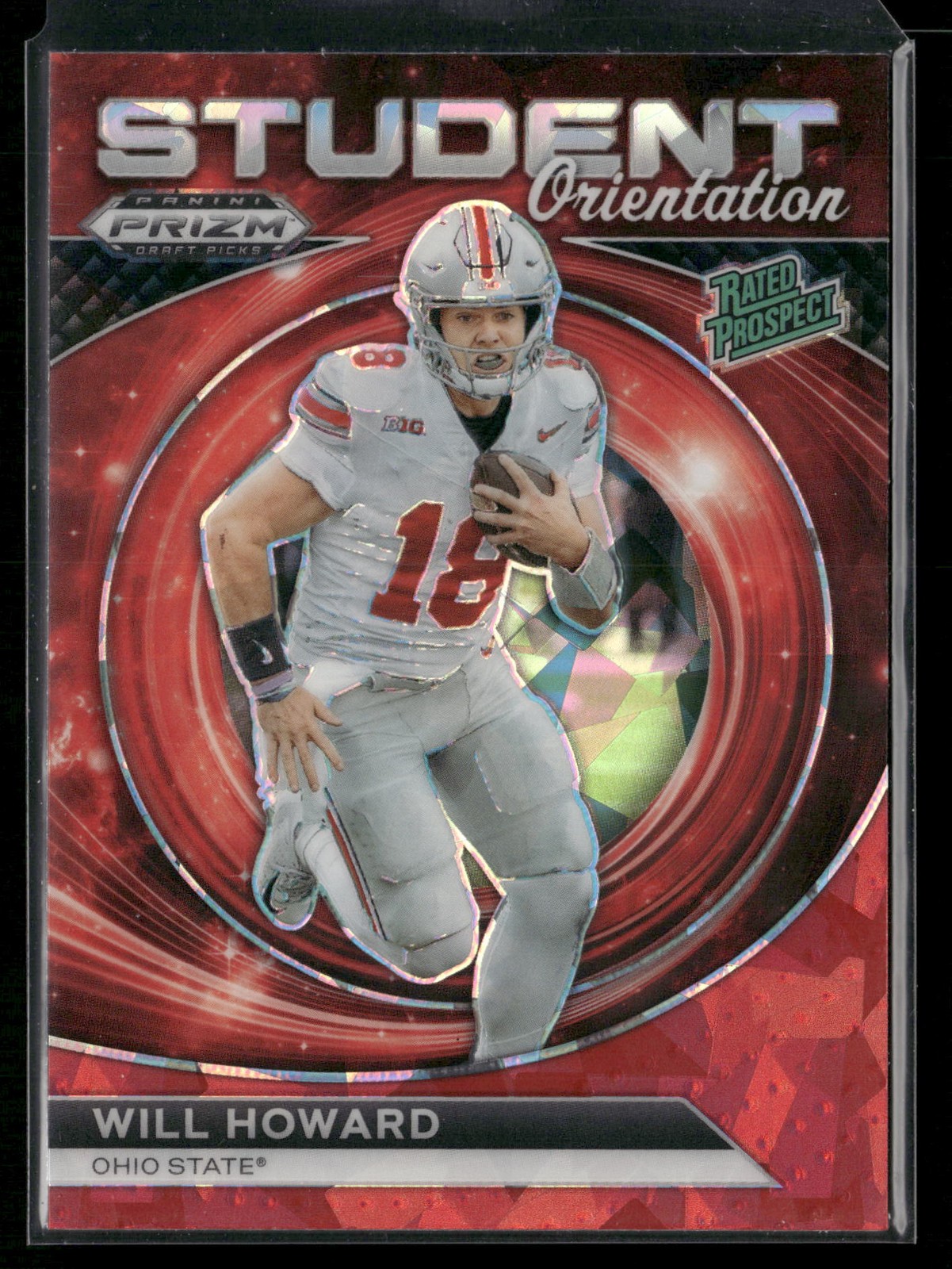 Will Howard 2024 Panini Prizm Draft Picks #SO-WH Student Orientation Red Ice