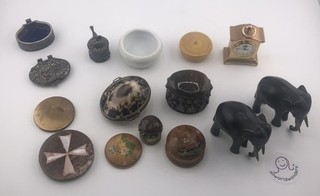Vintage Trinket Boxes Miniatures Clock Elephants Mixed Collectables