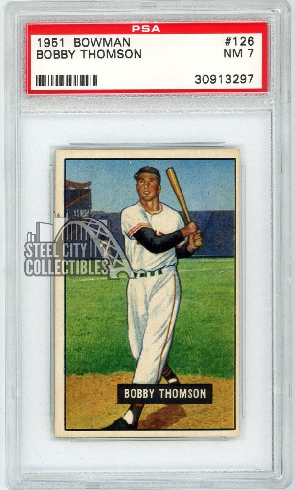 Bobby Thomson 1951 Bowman Baseball Card #126 PSA 7