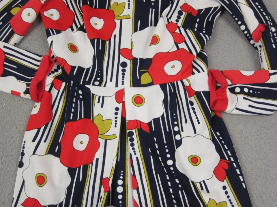 Vintage Montgomery Ward Mod Dress Small Blue Red Floral Maxi Retro Boho 60s 70s - Image 3 of 4