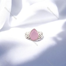 Friendship Day Sale Natural Rose Chalcedony 925 Sterling Silver Boho Band Ring