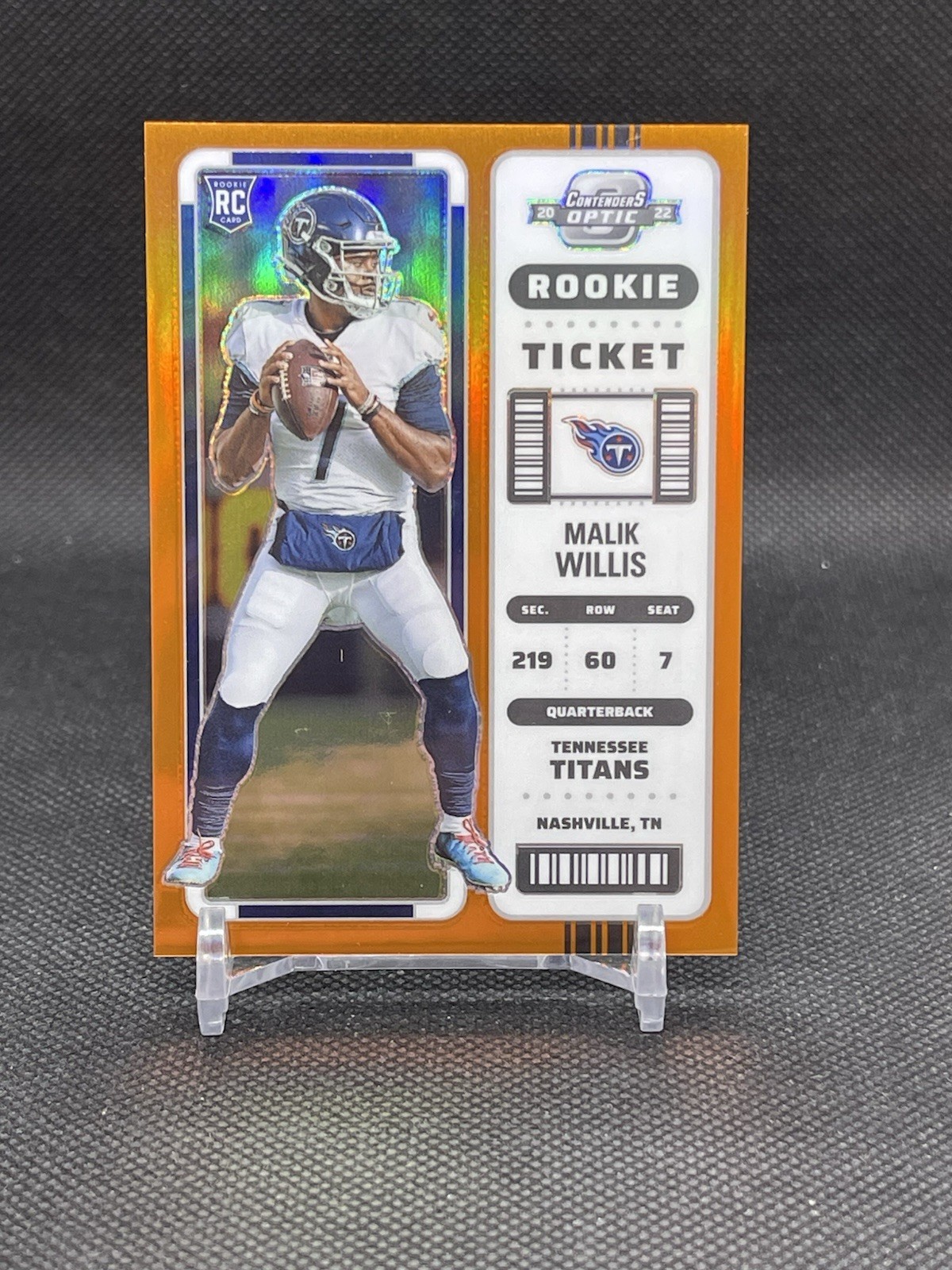 Malik Willis 2022 Panini Contenders Optic #86 Orange Prizm Rookie Ticket 31/50